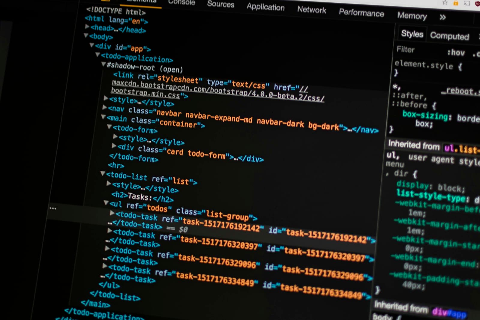 Web application development: clean code on a screen