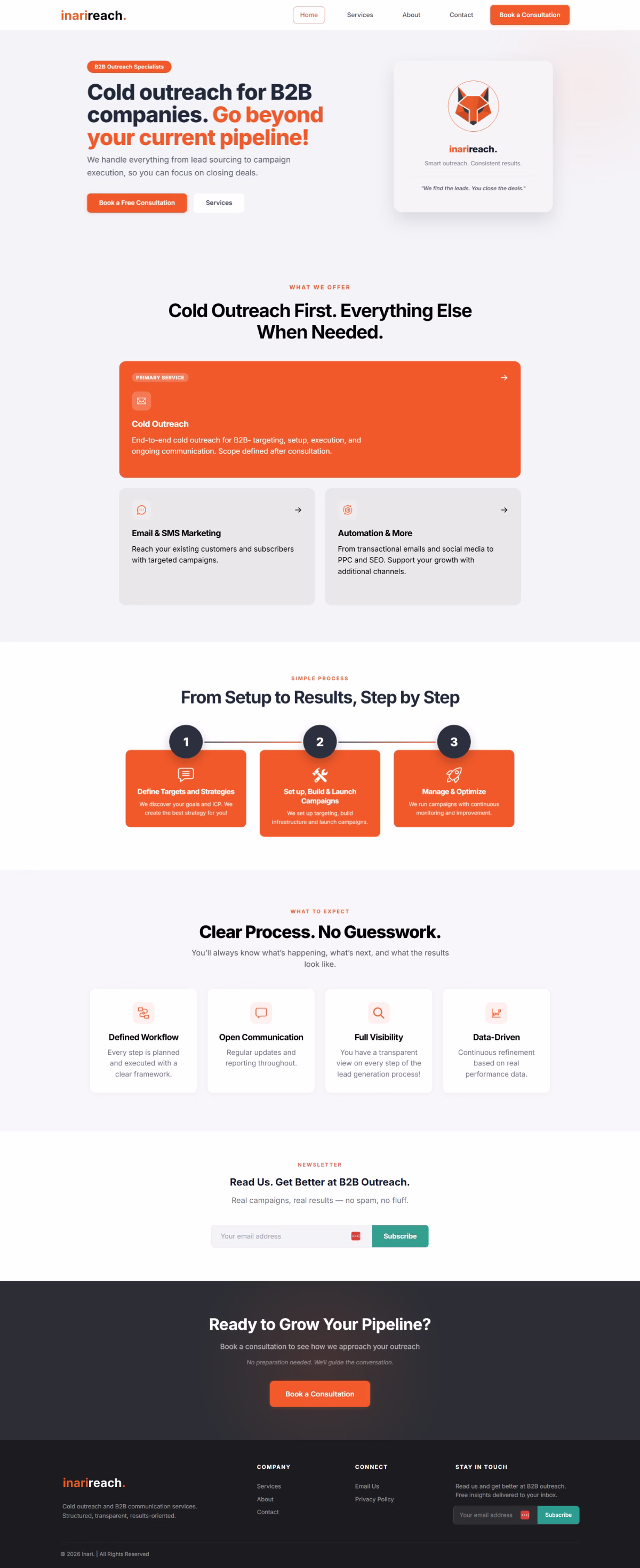 Inarireach: website homepage
