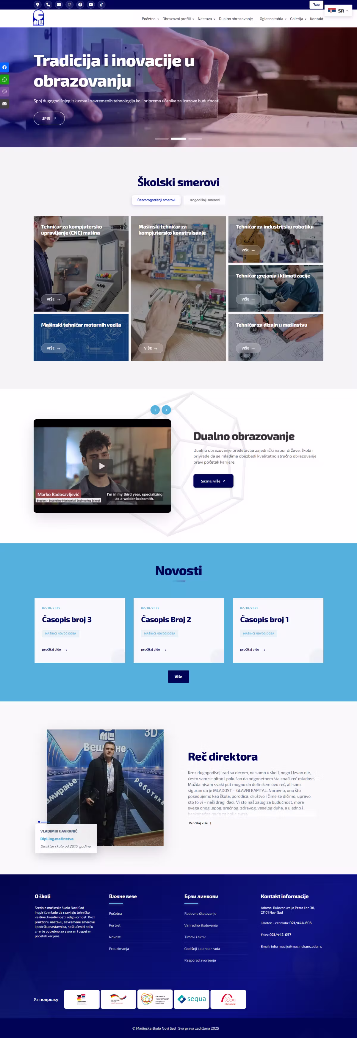Mašinska škola NS: website homepage