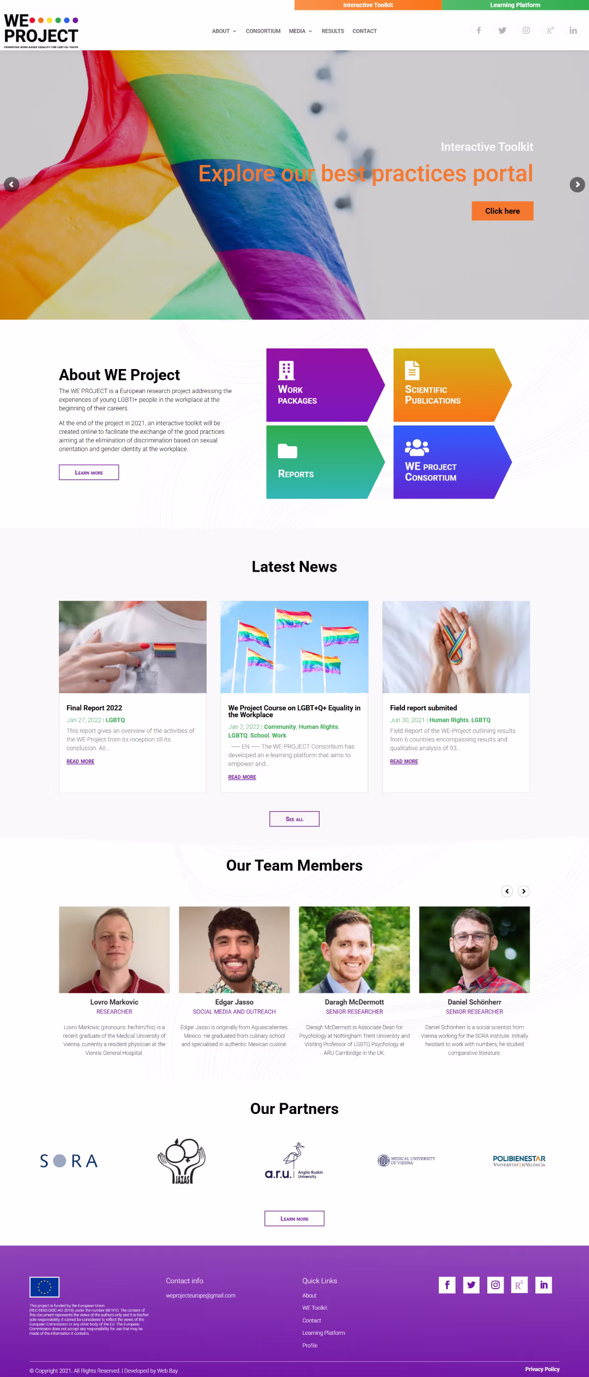 WE Project: website homepage